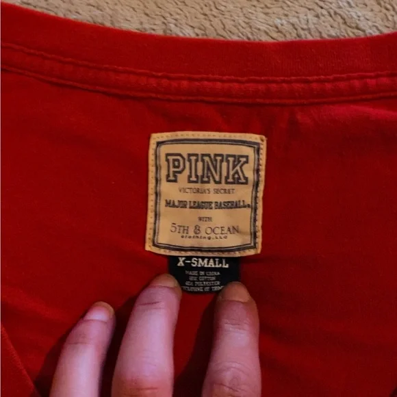 PINK Victoria's Secret mlb angels Red Fitted Short Sleeve baseball Tee - Picture 2 of 2